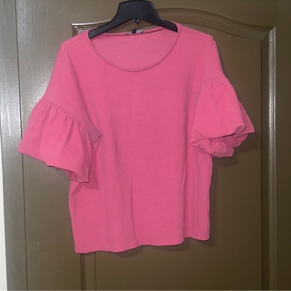 Express Pink Puff Sleeve Blouse